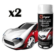 2x SPRAY PELLICOLA VERNICE REMOVIBILE BIANCO LUCIDO D-GEAR AUTO MOTO CERCHIONI