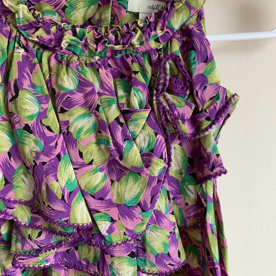 Odille Transposed Tulip Ruffle Silk Tank Top Size 2 - Image 3 of 4