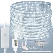 Cool White 8-Mode LED Outdoor Waterproof Rope Light 10' 25' 50' 100' 150' 300'ft