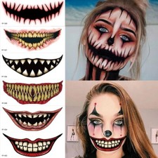 Halloween Tattooed Mouth Makeup Stickers for Halloween Festival Party Outfit Set