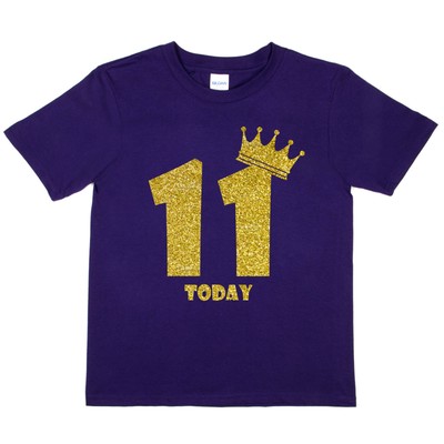 Kinder T-Shirt elf heute Geburtstag in Gold Glitzer Happy 11. Geburtstag Geschenk 