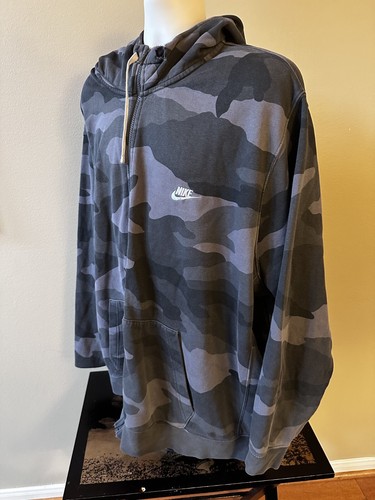 Nike Full Zip Embroidered Logo CAMO Long Sleeve Hoodie Jacket (4XLT)