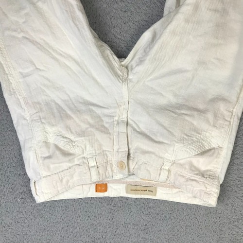 Pantalone Pilcro Anthropologie donna n.12 bianco misto lino gamba svasata - Foto 2 di 13
