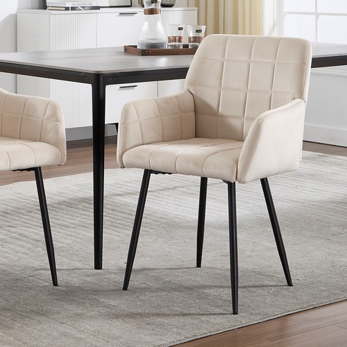 Set of 2 Dining Chairs Velvet Upholstered Chair Kitchen Dining Room Chair - Picture 23 of 40
