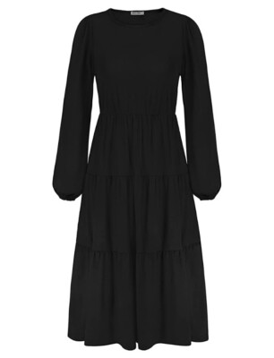 Grace Karin long sleeved Womens Tiered Dress Casual Loose Flowy Large Black | eBay Grace Karin long sleeved Womens Tiered Dress Casual Loose Flowy Large Black | eBay