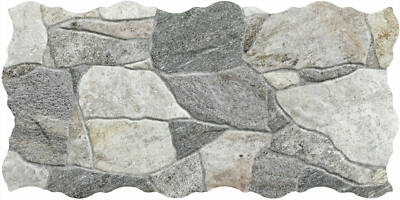 Outdoor patio porcelain interlocking  simil stone 9'x18'' gray