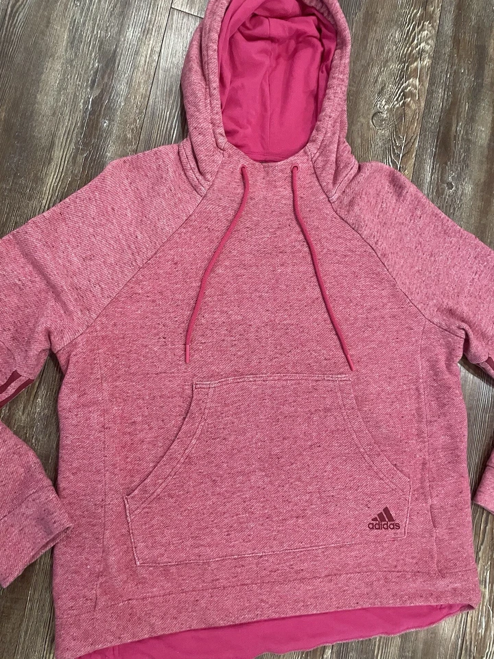 Adidas HoodieWomen's Size Large Pink Pullover Drawstring Yoga Workout Pilates - Image 2 of 4