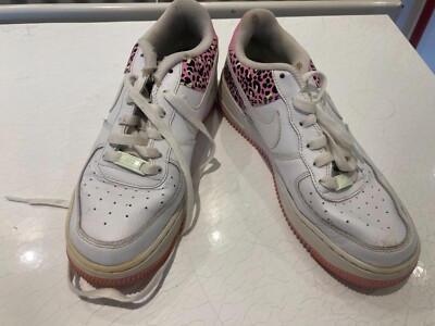 Nike Air Force Trainers UK6/EUR 40 white with pink leopard print