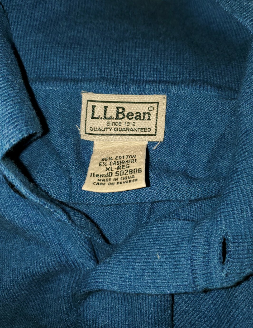 Mens Blue LLBean Cotton/ Cashmere Blend Three Button … Gem