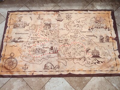 Pirate Treasure Map Backdrop Party Banner Photo Booth Prop, Wall Hanging 5x3ft