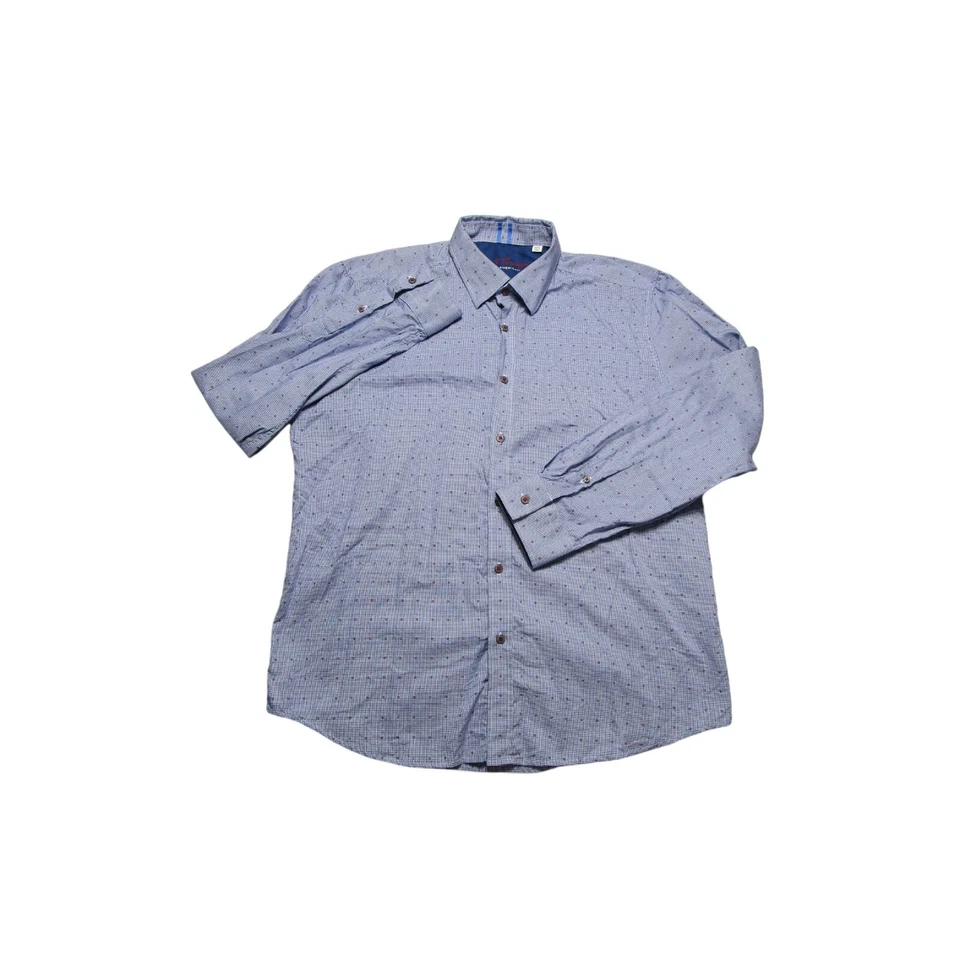 Robert Graham Para Hombre Talla - 2XL Ajuste A Medida Azul Manga Larga Con Botones XXL Foto 2 de 4