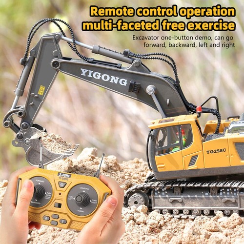 Camion Telecomando 2.4GHz Giocattolo Cingolato Bulldozer Escavatore Costruzione 4WD - Foto 8 di 27