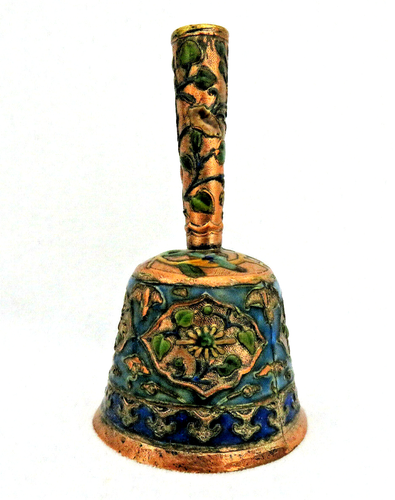 Antique Chinese Enamel Bell with Waterlilies & Bats - Picture 5 of 10