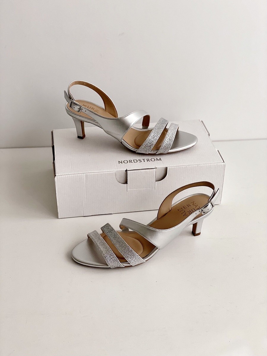 New NATURALIZER Taimi Slingback Dress Sandals Silver Glitter Women Size 8M NWOB New NATURALIZER Taimi Slingback Dress Sandals Silver Glitter Women Size 8M NWOB
