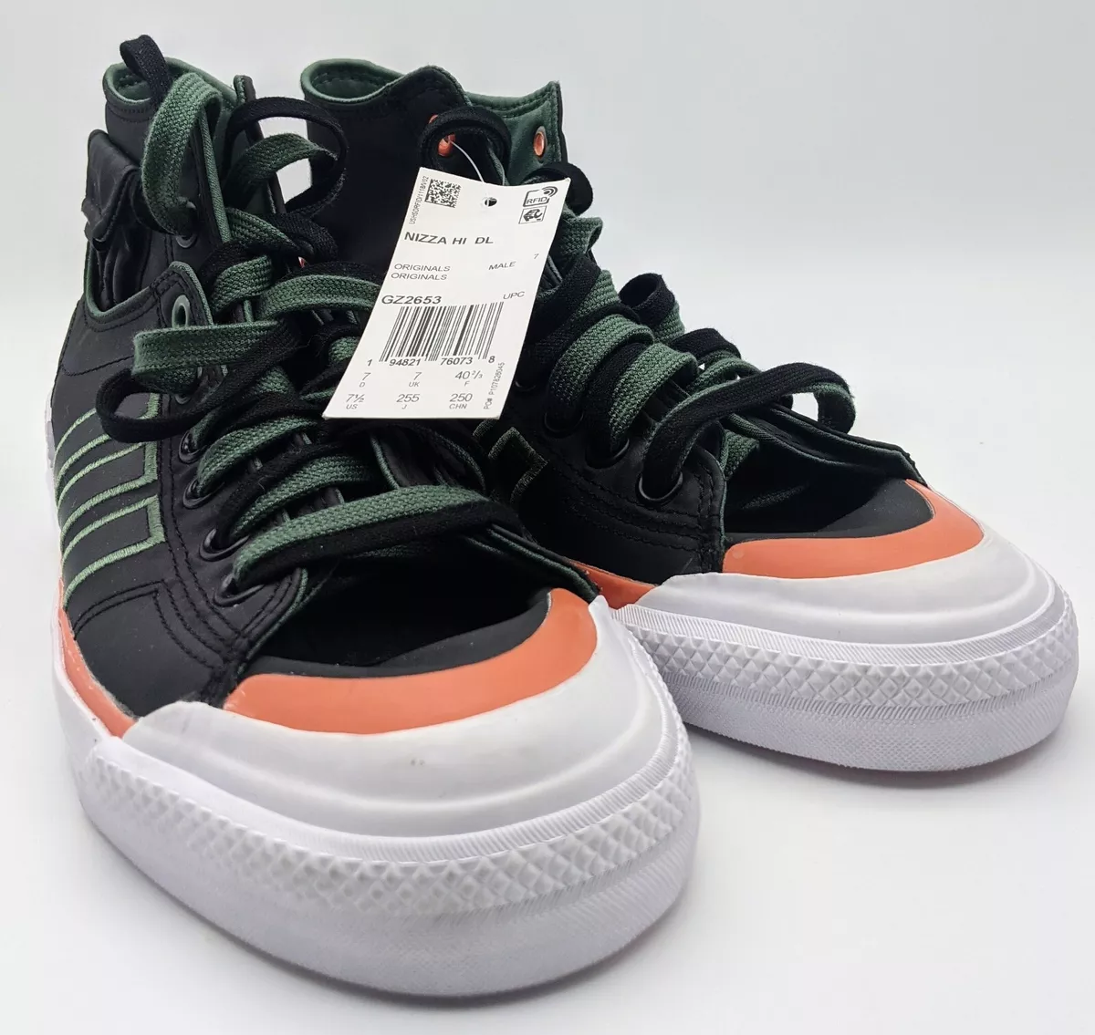 NEW Adidas Originals Nizza Hi DL Men s Shoes Black Green Size 7.5