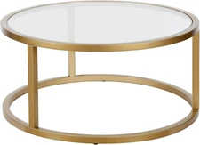 Parker 35'' Wide round Coffee Table in Brass