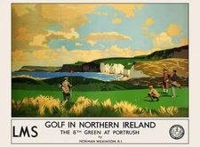 Golf In Northern Ireland Vintage Travel Fine Art Poster