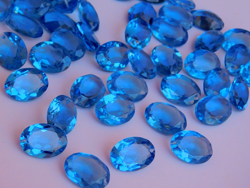 Pair Of Hydro London Blue Quartz Top Front To Back Drilled Oval Cut Beads 18mm - Picture 4 of 7