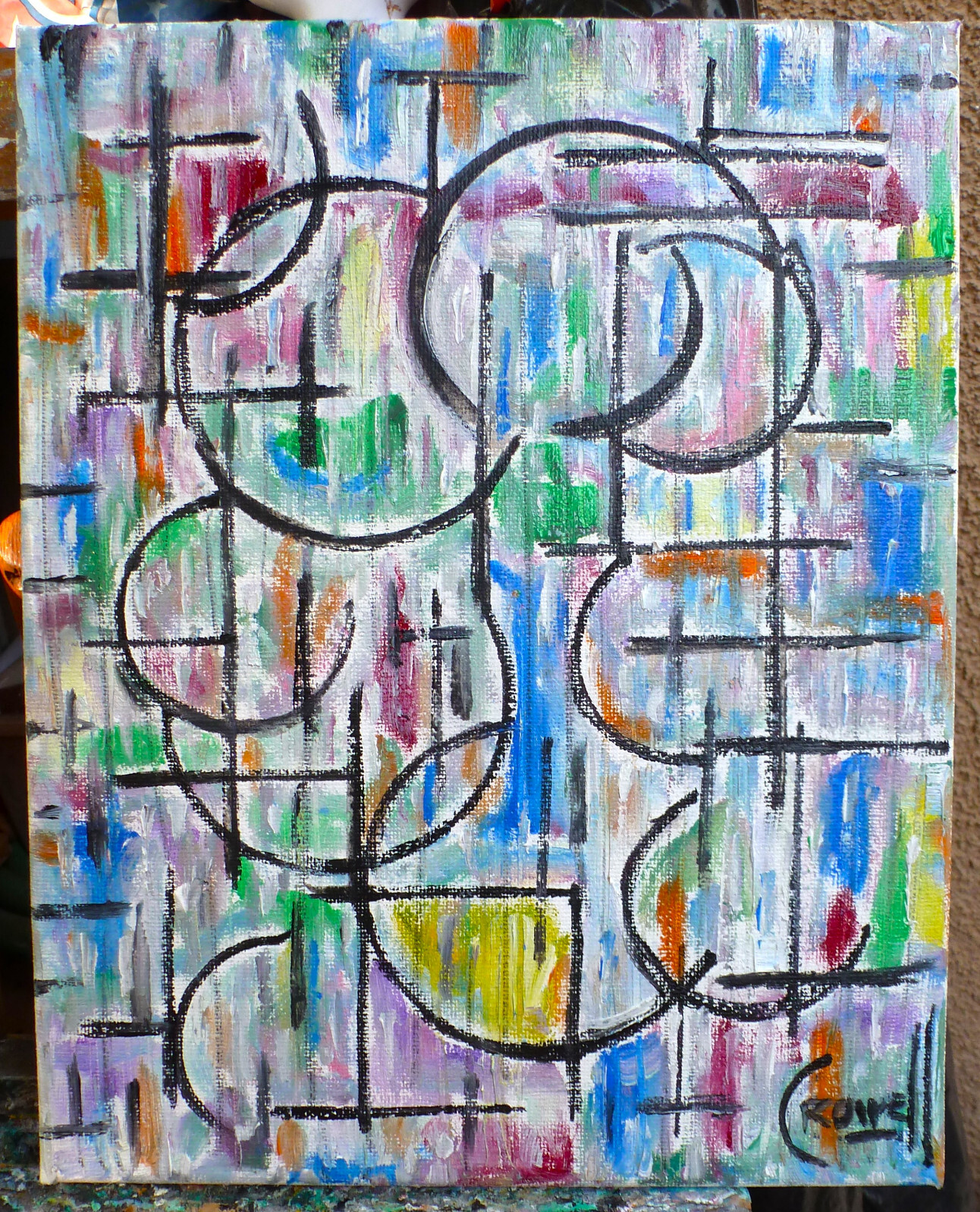 DON"T SAY GOODBYE  8x10 canvas original art Abstract oil painting signed Crowell