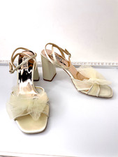 BHLDN BADGLEY MISCHKA TESS 6.5 EVENING BOW TULLE IVORY STRAP FORMAL EUC $215
