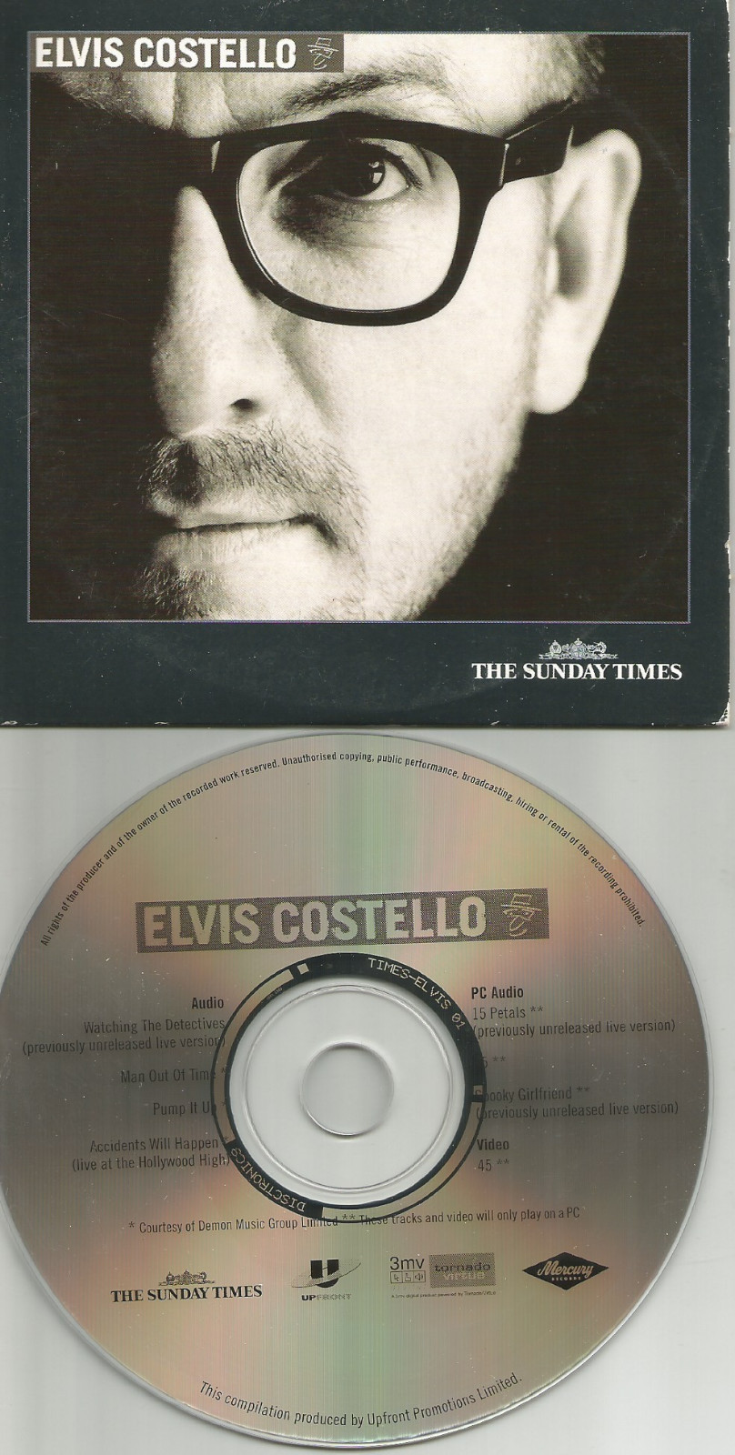 ELVIS COSTELLO Europe PROMO CD w/ UNRELEASED & LIVE & VIDEO TRX USA seller 2002