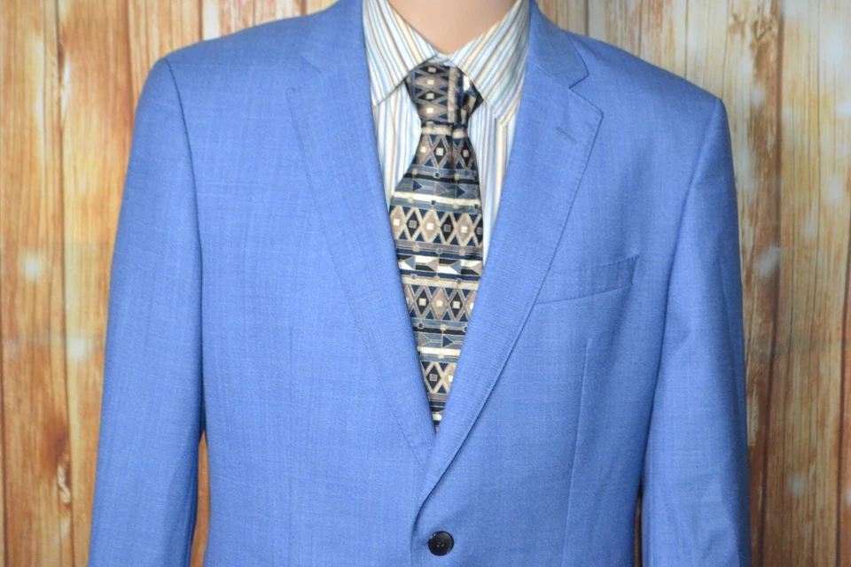 Hugo Boss Men Drago Super 130s Wool Blue 2 Button Suit Sz 42SH Wst 36x30 - Image 3 of 4