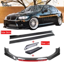 For E90 E92 E93 328i 335i Carbon Front & Rear Bumper Lip Spoiler + Side Skirts