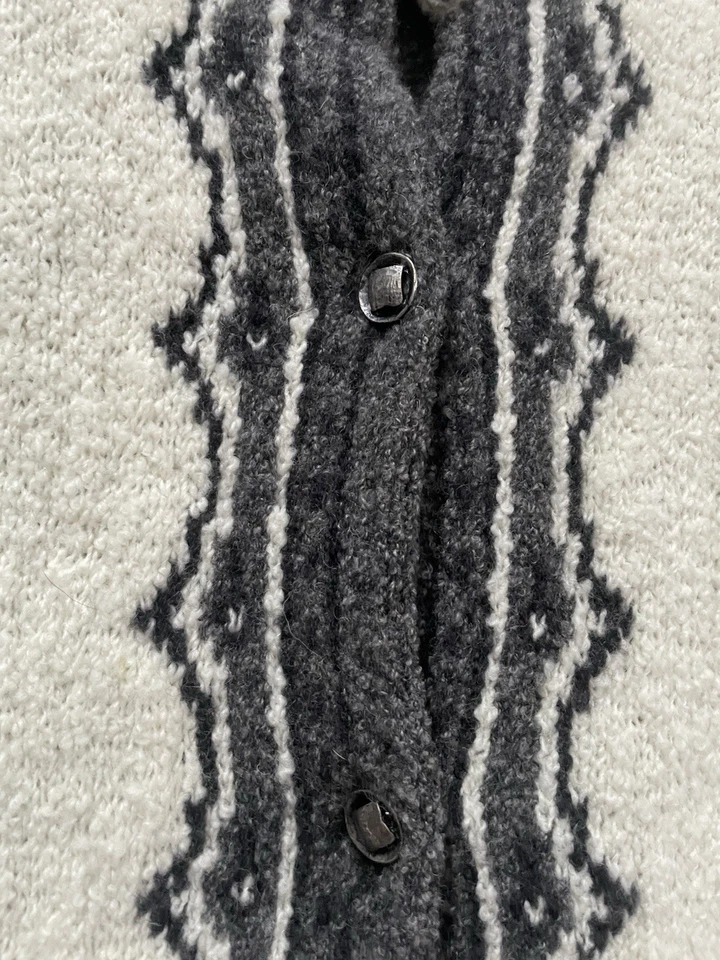 Шерстяной кардиган Harley Of Scotland свитер женский размер L белые серые металлические пуговицы - Изображение 2 из 4