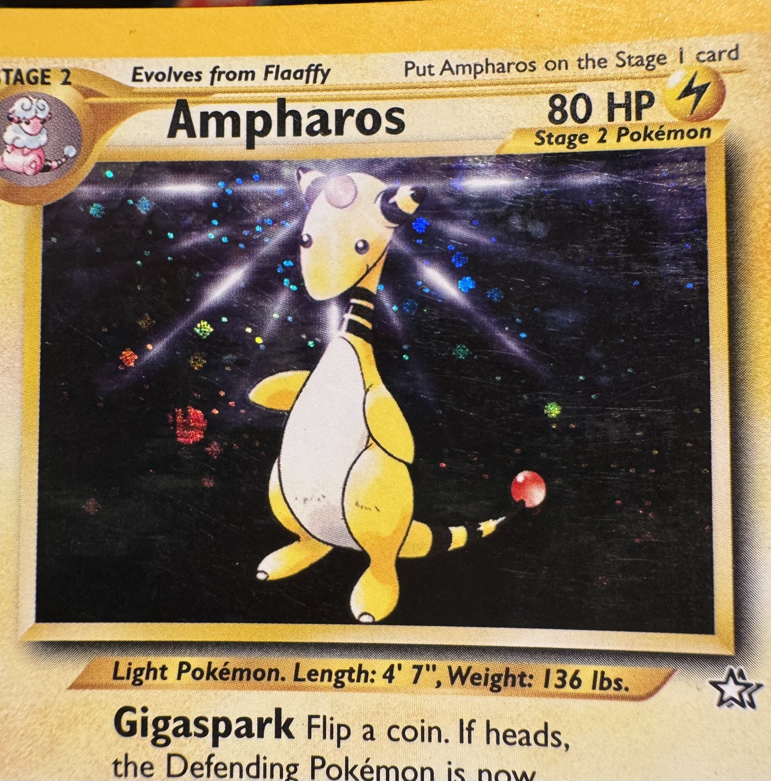 Ampharos 1/111 Neo Genesis Holo RARE vintage 2000 pokemon card