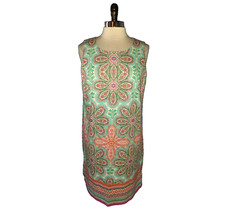 LONDON STYLE Size 18 Shift Dress Blue Pink White Floral Sleeveless Knee Length