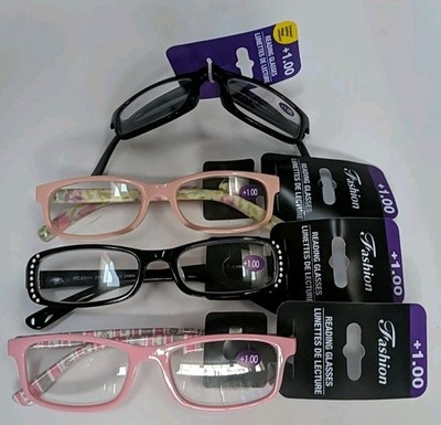 NEW Fashion Readers Set (3) + Foldabke Eyeglass (1) Modern +1.00 Reading Glasses