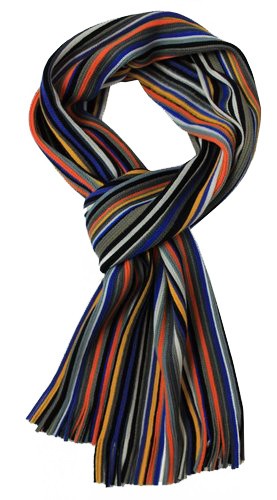 Bufanda de punto para hombre bufanda de invierno naranja gris rayas 190 x 28 cm 232434-86-R599