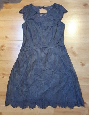 Traumhaft schönes Esprit Damen Kleid Gr.L Festlich Feminin Spitze Dunkelgrau