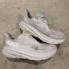 Hoka One One Clifton 9 Running Shoes Triple White Womens Size 8D STAINS 