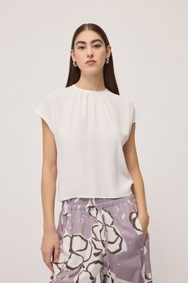 ottod Ame Women's White Short-sleeve blouse 