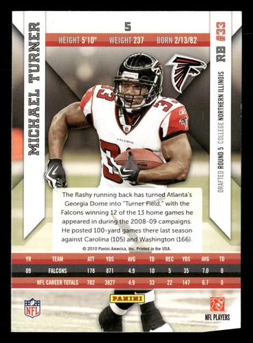 2010 Panini Epix #5 Michael Turner Atlanta Falcons - Picture 2 of 2