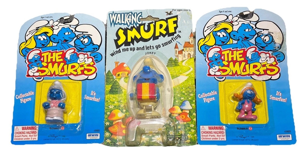 Smurf Figures Sealed Set Lot 3x NOC MOC Vintage 1994 Walkin