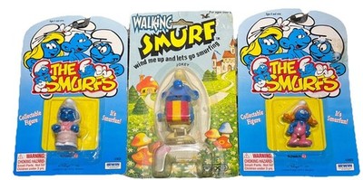 Smurf Figures Sealed Set Lot 3x NOC MOC Vintage 1994 Walkin