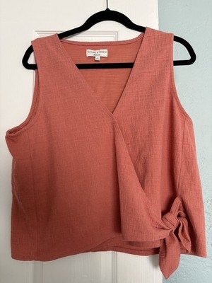 Texture & Thread Madewell Women s XL Pink V-Neck Sleeveless Wrap Blouse