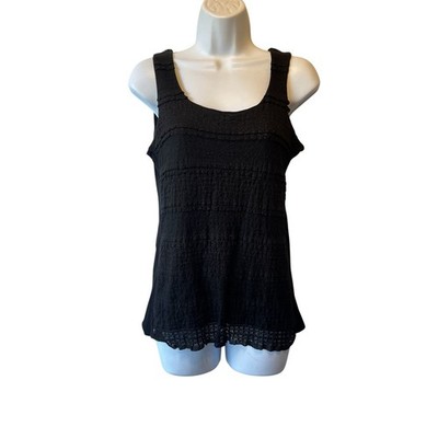 Cache Cache Vintage Y2K Sleeveless tank top Lace trim Black Small womens
