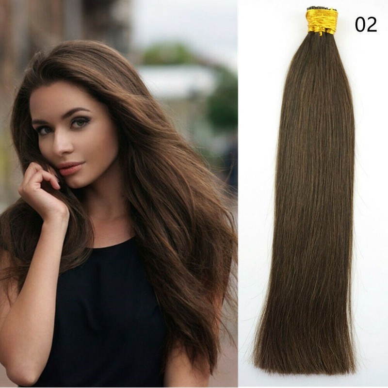 I-TIP Keratin Remy Human Hair Extensions Pre Bonded Fusion Tip Dark Brown 22in