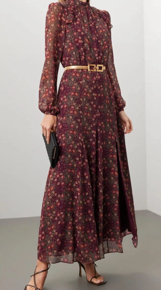 fancy chiffon maxi dresses with long sleeves