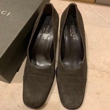 Rare Gucci Suede Heels Brown Italian Vintage Size 38.5 Women's Shoes
