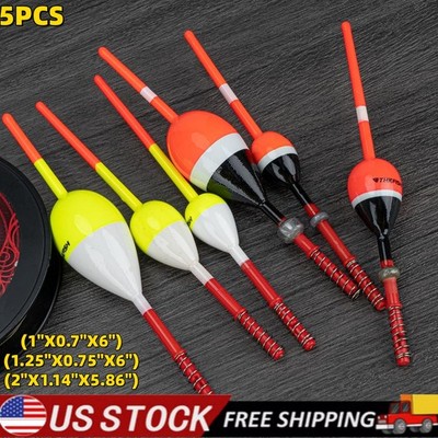 5PCS Fishing Bobbers Balsa Wooden Spring Oval Stick Fishing Floats for Crappie 