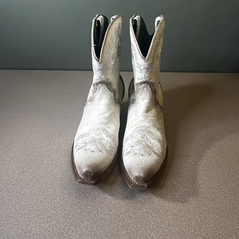 CORRAL C3188 Botines Artesanales Mujer 10M Marfil Encaje Estrás Repujado Foto 3 de 4