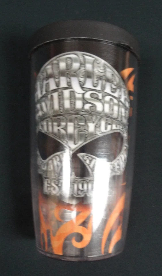 Harley-Davidson Tervis Vaso Tribal Calavera Esqueleto Cara 16oz Taza con Tapa Foto 3 de 4