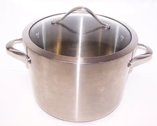 Calphalon 8 qt Stock Pot  #808 Stainless Steel Clear Lid Excellent Condition!!!