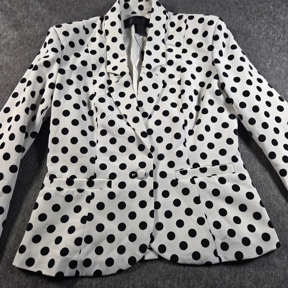 Blazer Kardashian Colección Mujer Pequeño Blanco Negro Deportivo Lunares Chaqueta Foto 2 de 4