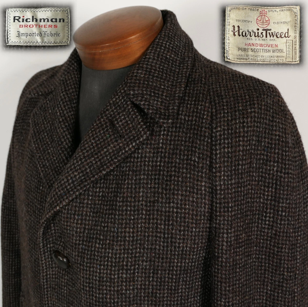 Tweed Regular Size XL Vintage Outerwear Coats & Jackets for Men