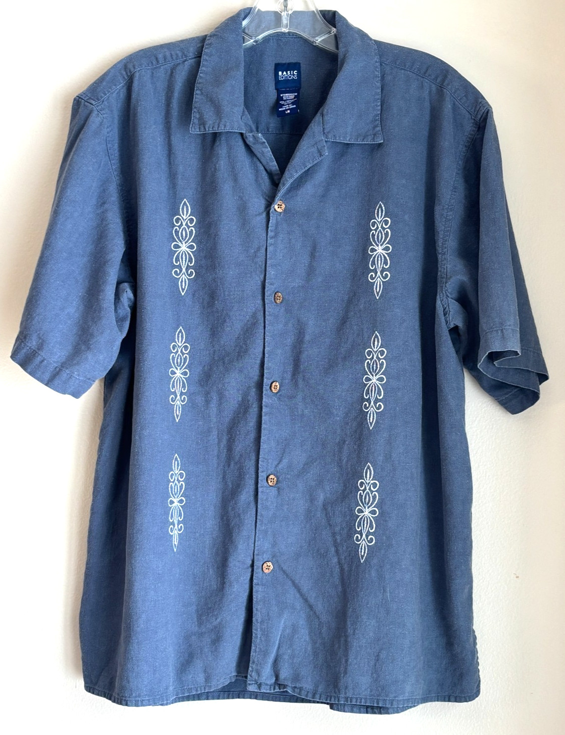 VTG Basic Editions Linen Blend Button-Up Shirt Me… - image 6